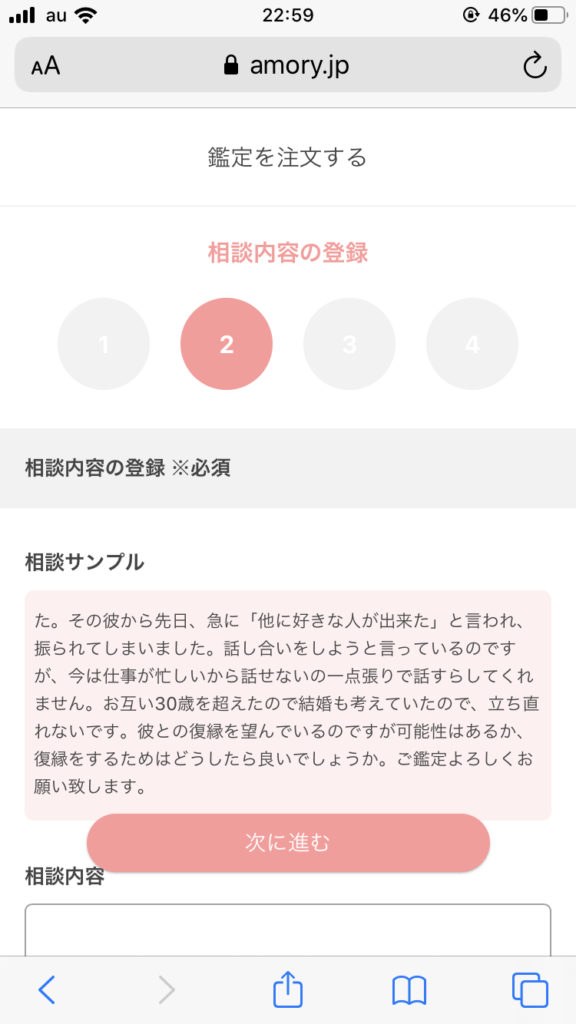 鑑定サンプル画面